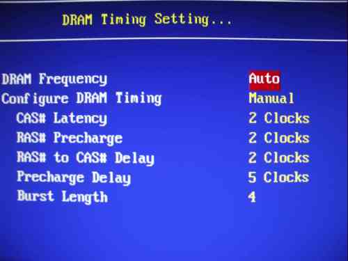 DRAM timing settings